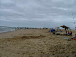 Beaucoup de monde est installé pour profiter de la plage