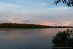 Nous sommes aux première loges pour admirer le coucher du soleil sur la rivière Okavango