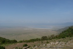 On saisit à peine l'immensité spectaculaire de la caldeira du Ngorongoro