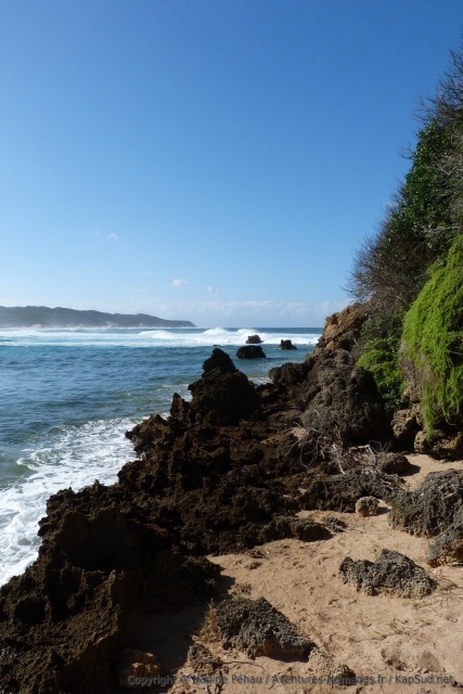 Ces rochers noirs, qu'on dirait d'origine volcanique, ont donné  son nom à la plage