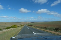 La route traverse la campagne de l'Overberg à l'agriculture extensive