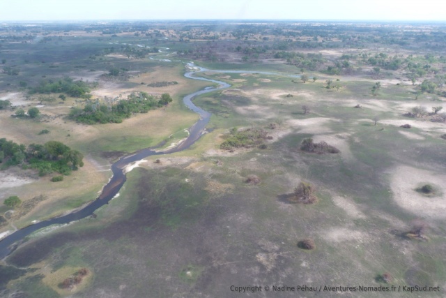 Les paysages grandioses du delta de l'Okavango justifient à eux seuls le survol de ce lieu magique