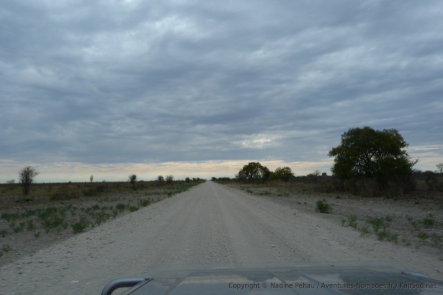 Changement de standing, les pistes en Namibie sont couvertes de gravier