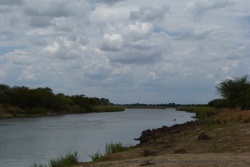 La rivière Okavango fait office de frontière entre la Namibie et l'Angola