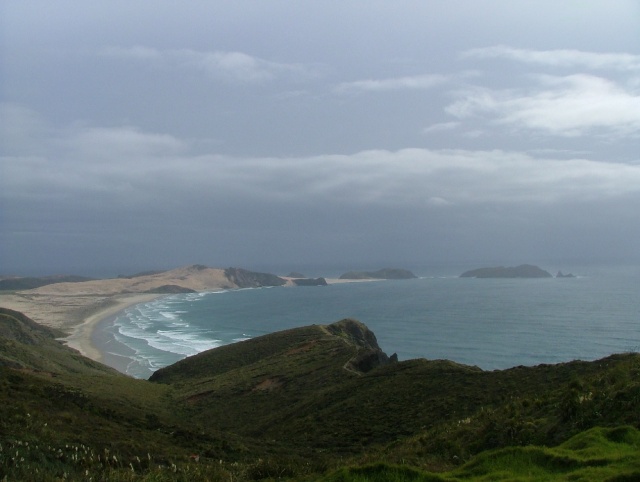 La grande baie précédant l'immense plage de Ninety Miles Beach